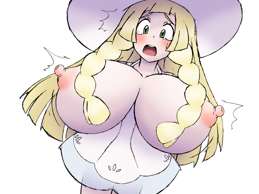 big_breasts breasts downzekd erect_nipples gigantic_breasts lillie lillie_(pokemon) png pokemon pokemon_sm porkyman taro_bug taro_bug_(artist)