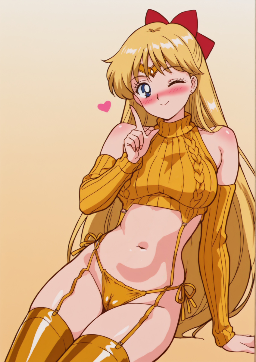 1girl accurate_art_style adult_swim alluring big_breasts bishoujo_senshi_sailor_moon bishoujo_senshi_sailor_moon_r bishoujo_senshi_sailor_moon_r_the_movie bishoujo_senshi_sailor_moon_s bishoujo_senshi_sailor_moon_s_the_movie bishoujo_senshi_sailor_moon_supers bishoujo_senshi_sailor_moon_supers_the_movie blonde_hair blue_eyes gold_lingerie lingerie minako_aino nightcore_(artist) toei_animation toonami