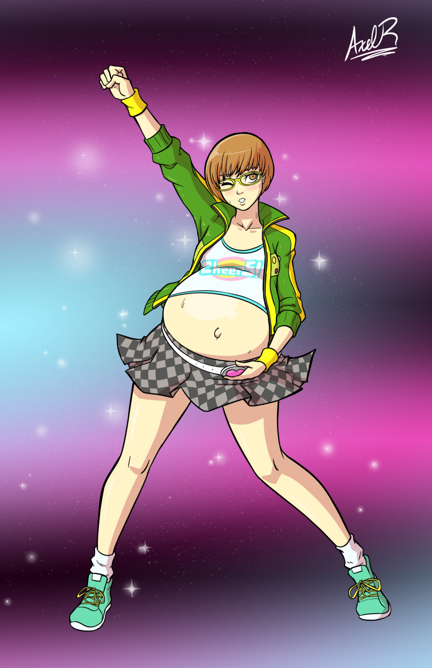 axel-rosered big_breasts breasts chie_satonaka dancer dancing persona persona_4 pregnant satonaka_chie wink