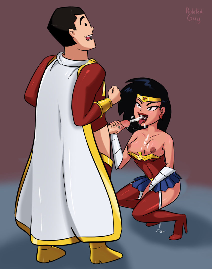 billy_batson breasts captain_marvel cum cum_in_mouth dc_comics diana_prince ejaculation handjob justice_league justice_league_action relatedguy shazam wonder_woman wonder_woman_(series)