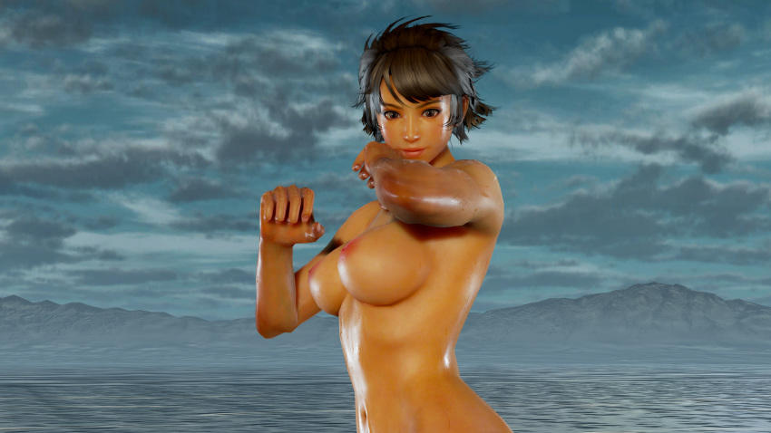 alluring big_breasts female_abs female_nudity infinite_azure josie_rizal lc478 namco nude salar_de_uyuni skinny_dipping stretching tekken tekken_7 wet working_out