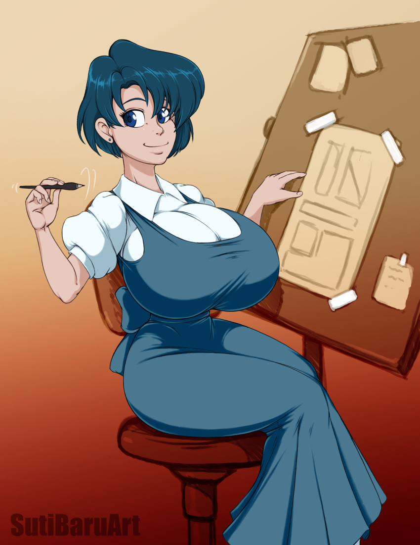 akane_tendo ami_mizuno big_breasts bishoujo_senshi_sailor_moon breasts cosplay drawing female looking_at_viewer mizuno_ami ranma_1/2 sailor_mercury sailor_moon smile solo sutibaruart