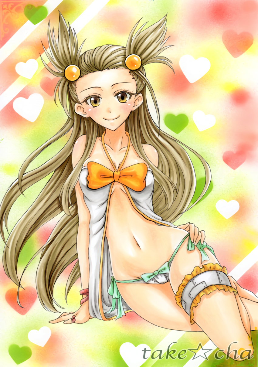 00s 1girl 1girl alluring artist_name breasts creatures_(company) female_focus game_freak gradient gradient_background gym_leader jasmine_(pokemon) mikan mikan_(pokemon) nintendo panties pokemon pokemon_(game) pokemon_hgss smile tagme takecha under_boob underwear