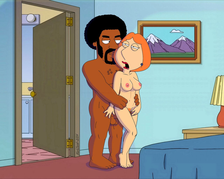 bedroom blackzacek breasts cheating_wife dark-skinned_male erect_nipples erect_penis family_guy jerome_washington lois_griffin nude pubic_hair pussy thighs vaginal