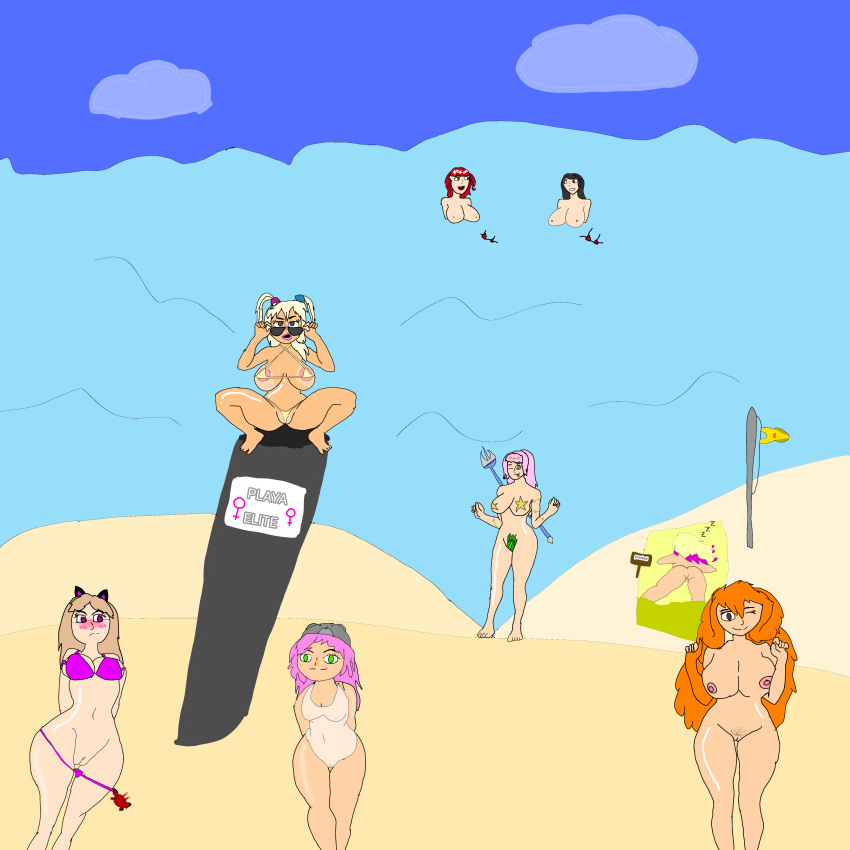 bald_pussy beach bikini cecililla cristinini elitecraft hairless_pussy lakshart lilicross long_hair mayichi mery_soldier topless zeling