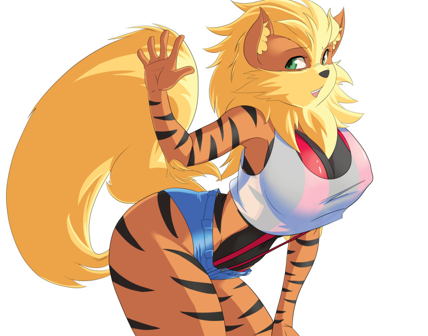 1girl 1girl 2017 anthro arcanine big_breasts bikini breasts canine cleavage clothed clothing furry nintendo pokémon sling_bikini smile swimsuit the-unicorn-lord video_games