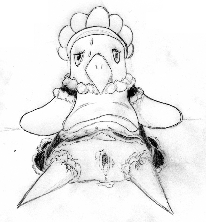 avian cum_in_orifice disgaea genitals monochrome pl0x prinny sombart traditional_media_(artwork) white_background