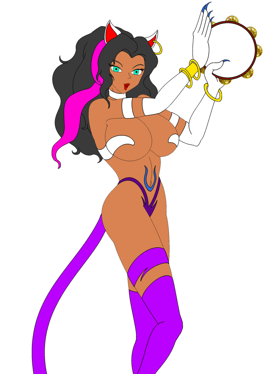 alternate_species breasts catgirl dark-skinned_female disney esmeralda female_abs female_focus female_only gold_bracelet gold_earrings gypsy hips insanely_hot lips lipstick long_black_hair multicolored_fur navel nekohybrid open_mouth smile tambourine the_hunchback_of_notre_dame thighs tongue