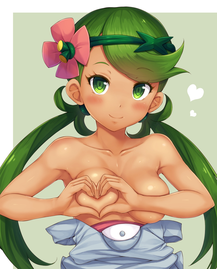 collarbone heart heart-shaped_boob_challenge heart_hands looking_at_viewer mallow mallow_(pokemon) mao_(pokemon) pokemon pokemon_(game) pokemon_sm smile snowcanvas