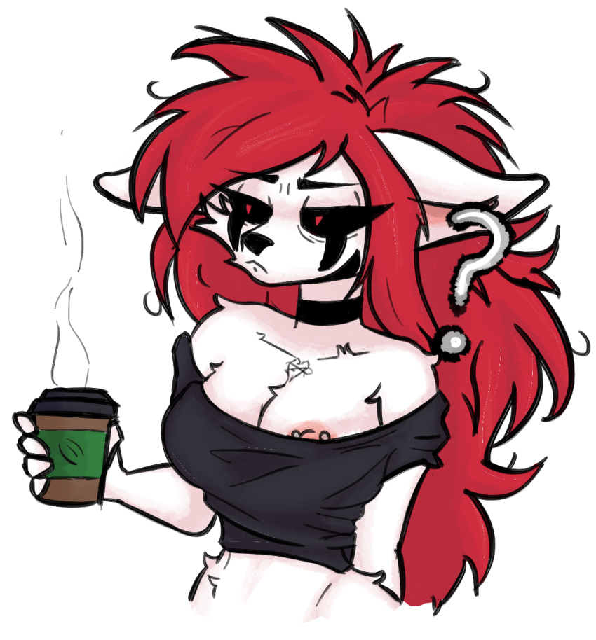 1girl 1girl 1girls anthro areola areola bad_bitch big_breasts big_breasts big_ears big_eyelashes bitch black_clothing black_lips black_markings black_sclera black_shirt breasts busty_female cat_ears cat_girl catgirl chocker cleavage coffee coffee_cup colored cute digital_media_(artwork) earring eepy fanart felid feline felis female_anthro female_focus female_only fur furry furry_female furry_only goth goth_furry goth_girl grin heart hips infie infie_(snfw) just_woke_up lips long_hair mammal marking markings markings_on_face mature mature_female necrolourian_(species) nipple_piercing nipple_slip nipple_visible nipples no_ai non-human nose oc original original_character question_mark red_eyes red_hair redhead_female redheaded_female sleepy slut slutty_female snfw snfw_(artist) solo_female sticker symbol symbol_on_chest tattoo tattoo_on_chest touching_breast touching_breasts white_fur white_skin whore xelfaye