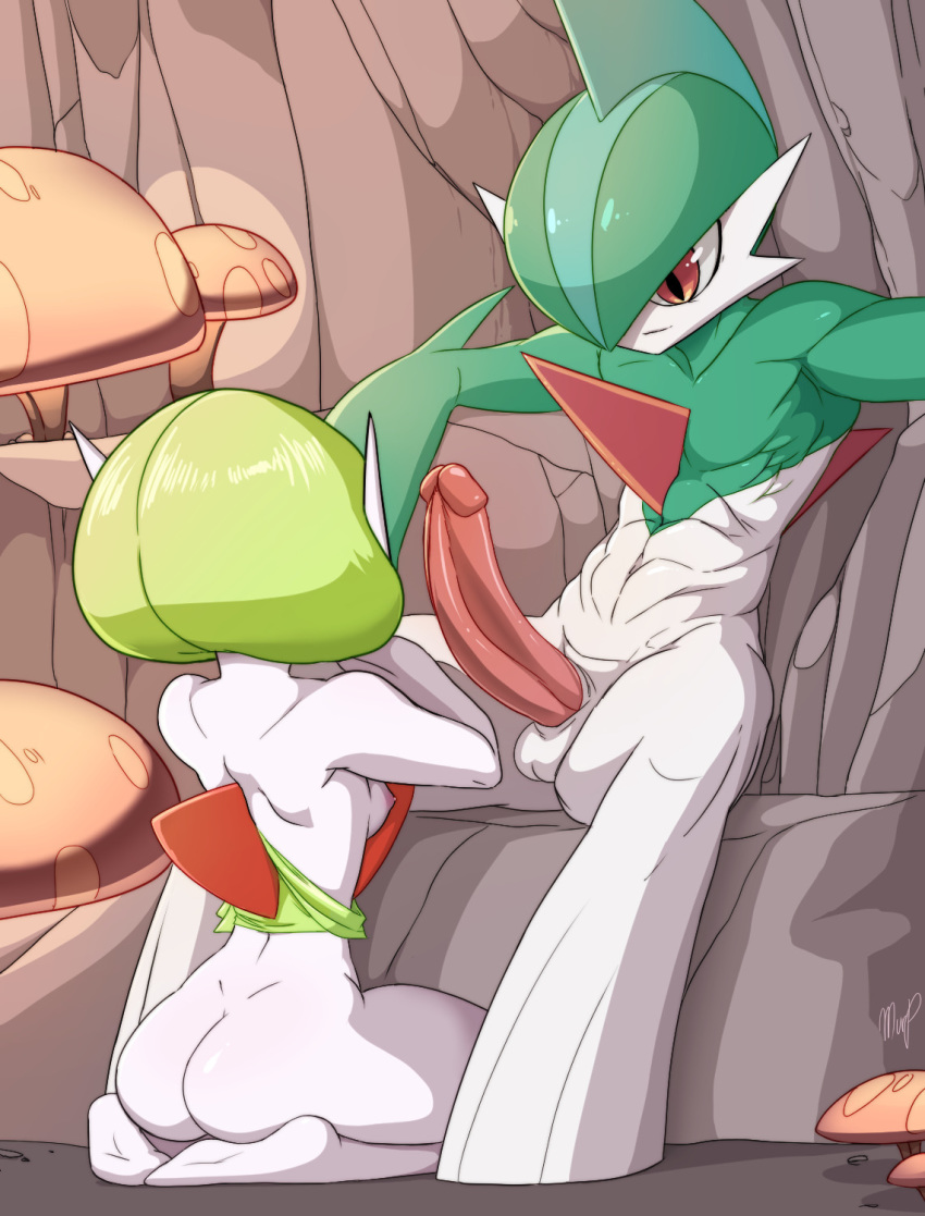 gallade gardevoir imminent_fellatio imminent_sex mrploxy mushroom nipples on_knees penis pokemon porkyman sideboob signature sitting