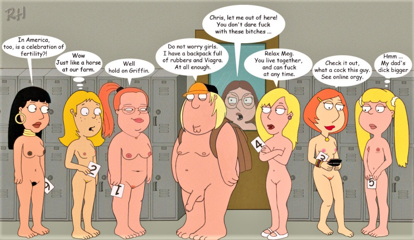 breasts chris_griffin cindi_(family_guy) connie_d'amico erect_nipples family_guy huge_penis imminent_sex lindsey_(family_guy) loka_oleki_(family_guy) meg_griffin nude sam_(family_guy) sandy_herbert shaved_pussy thighs