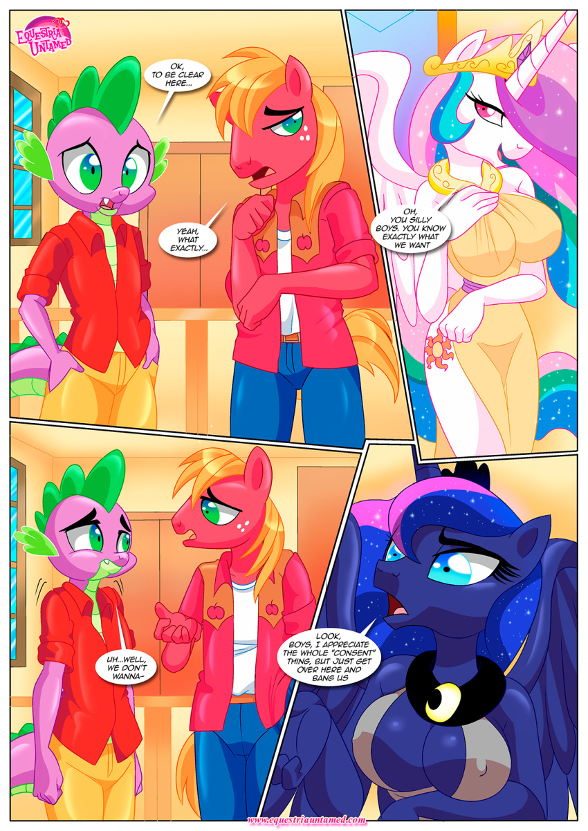 bbmbbf big_macintosh equestria_untamed how_equestria_settles_disputes palcomix princess_celestia princess_luna spike_(mlp)