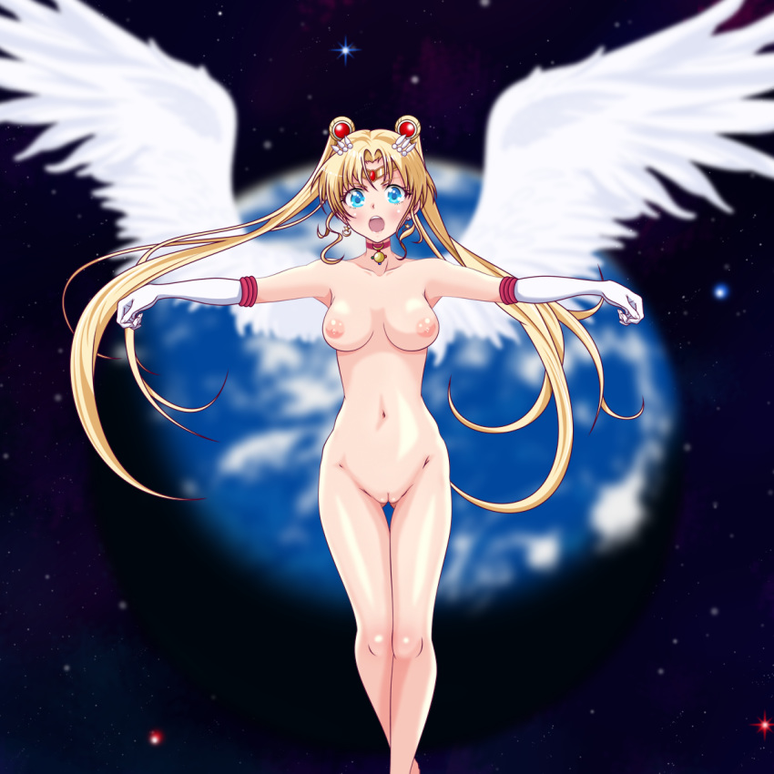 bishoujo_senshi_sailor_moon blonde_hair breasts gloves hairless_pussy maruze_circus nude pussy sailor_moon tiara tsukino_usagi twin_tails usagi_tsukino wings