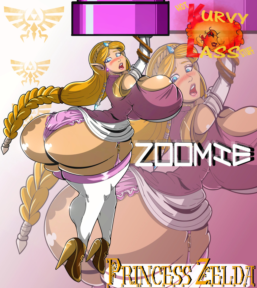 ass big_ass big_breasts bondage breasts cleavage dat_ass female kurvylass looking_back looking_down princess_zelda solo the_legend_of_zelda