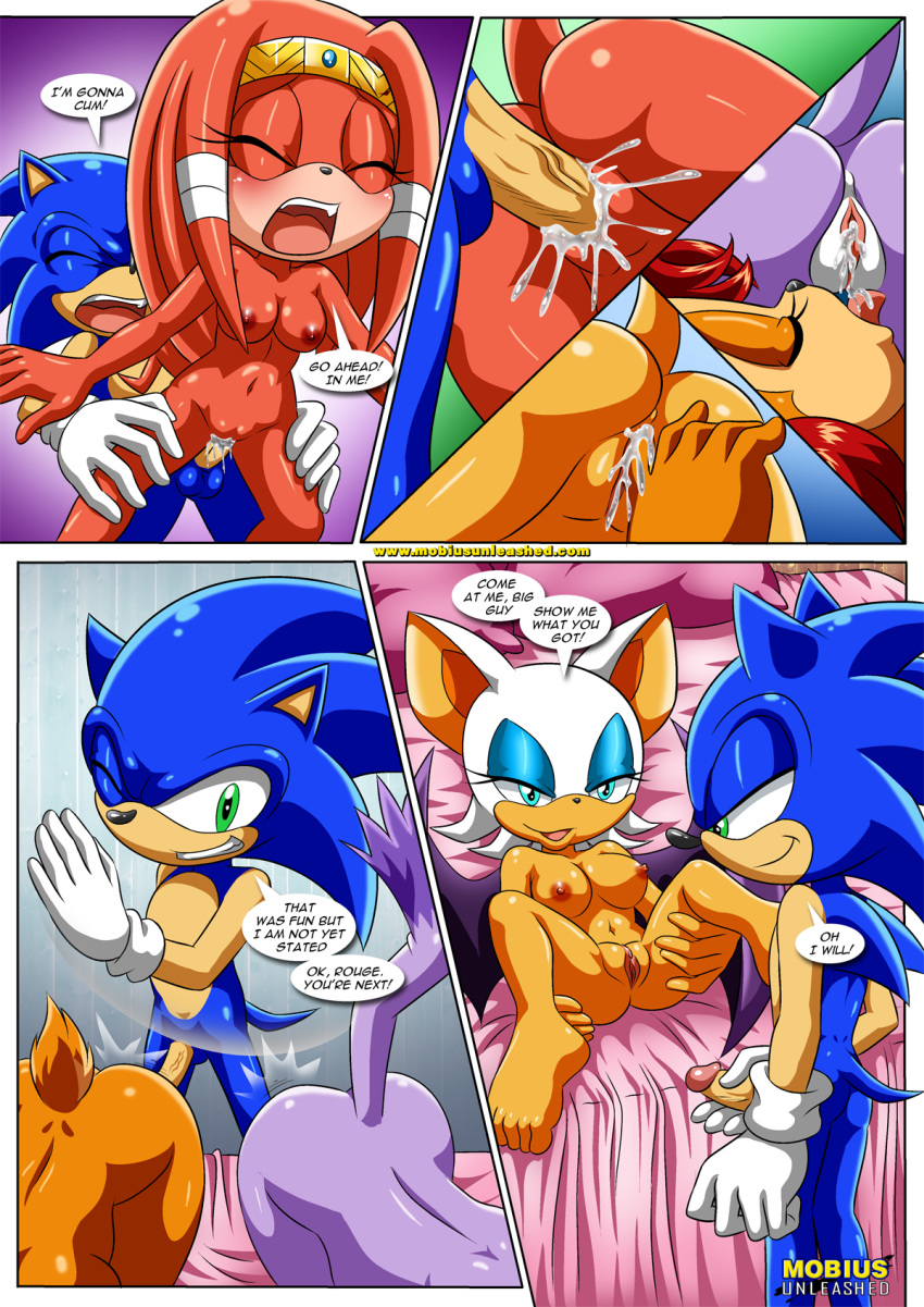 4girls archie_comics bbmbbf blaze_the_cat comic mobius_unleashed palcomix relaxation_after_a_tiring_day rouge_the_bat sally_acorn sega sonic_(series) sonic_the_hedgehog sonic_the_hedgehog_(series) tikal_the_echidna