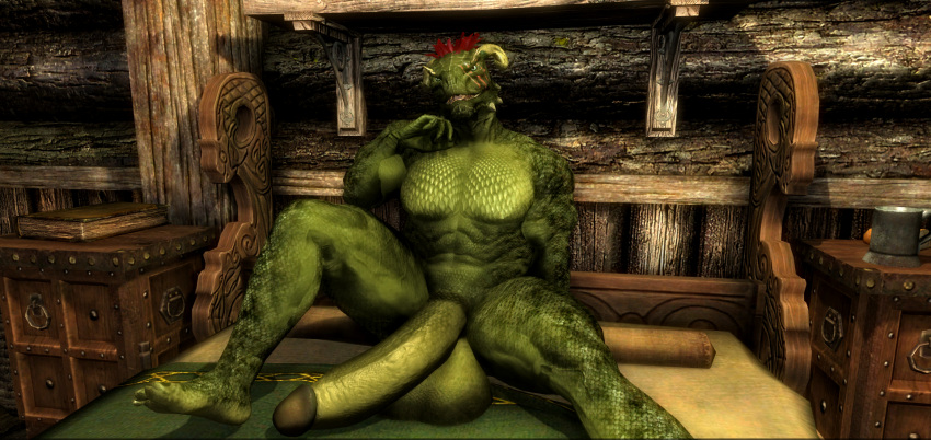 argonian hyper_penis male muscular nude the_elder_scrolls