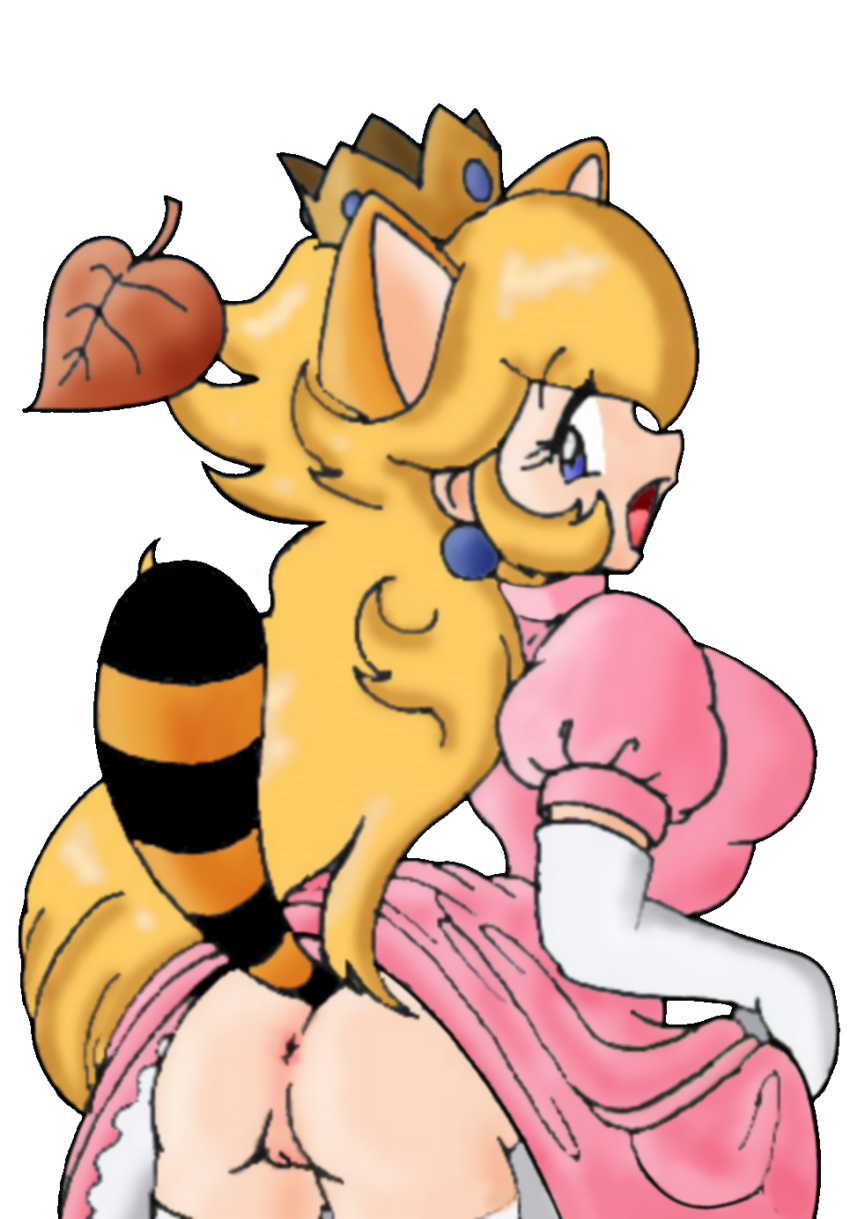 ass blonde_hair blue_eyes crown dress dress_lift empty exposed_anus exposed_ass exposed_pussy exposing gloves hot long_hair naughty princess_peach pussy racoon sexy simple_background super_mario_bros. super_smash_bros. tail tanuki transparent_background vector_trace video_games