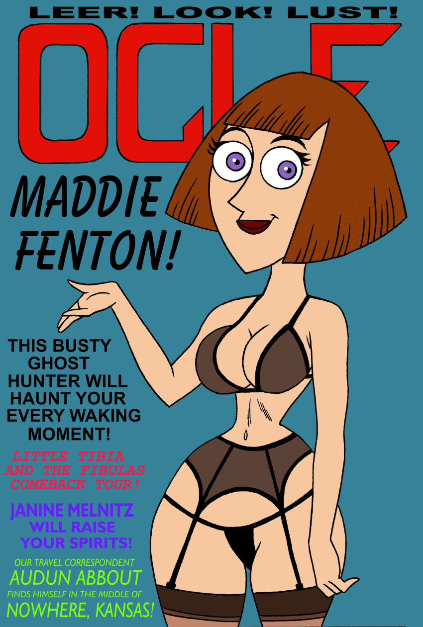 big_breasts danny_phantom lingerie looking_at_viewer madeline_fenton magazine_cover sethereid stockings