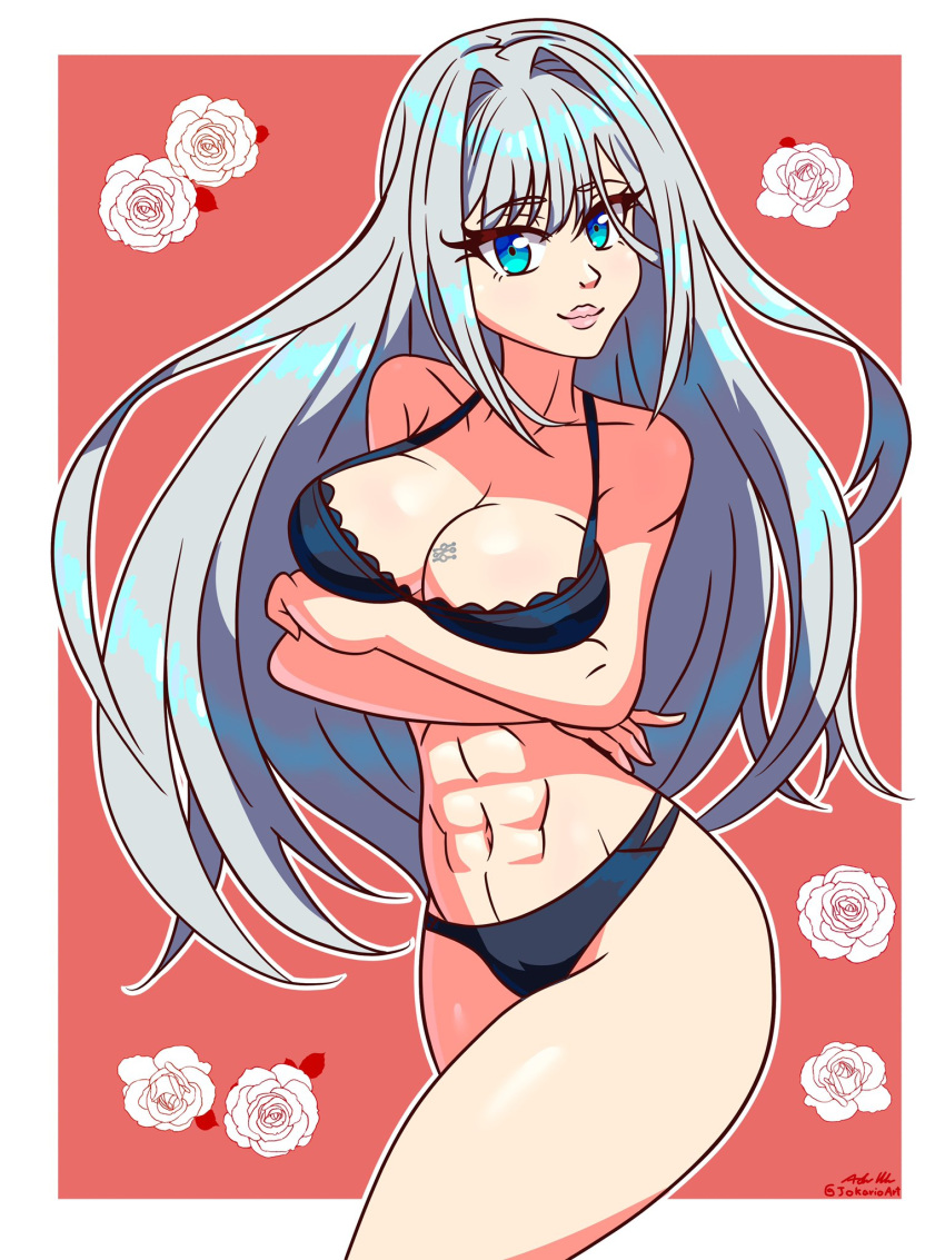 1girl 1girl alluring athletic_female big_breasts blue_eyes ethel_(xenoblade) female_abs female_only fit_female heroes_(xenoblade_3) lingerie panties xenoblade_(series) xenoblade_chronicles_3