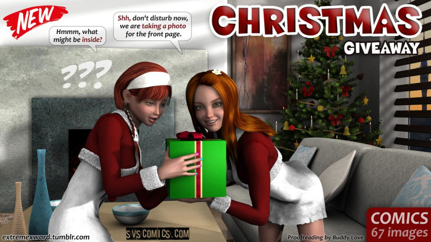 christmas clothed clothing extremexworld living_room present teen