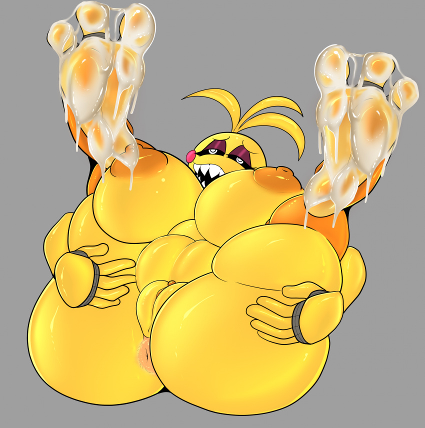 1girl 1girls animatronic ass big_ass big_breasts breasts chicken cum cum_on_body cum_on_feet feet feet_up five_nights_at_freddy's five_nights_at_freddy's_2 foot_fetish robot toy_chica_(fnaf) vendetta892