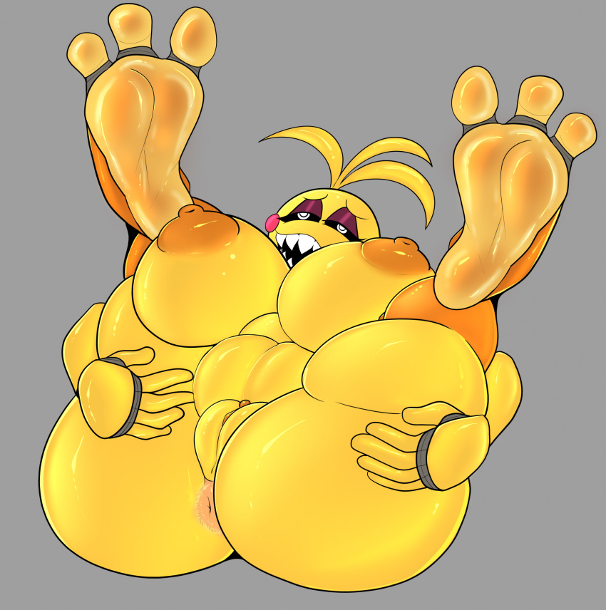 1girl 1girl 1girls animatronic ass big_ass big_breasts breasts chicken feet feet_up five_nights_at_freddy's five_nights_at_freddy's_2 foot_fetish robot toy_chica_(fnaf) vendetta892