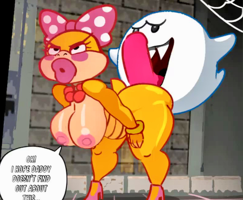 1girl alluring anilingus anthro areola ass astral_brain(artist) bent_over big_ass big_breasts bitch bow bracelet breasts chubby claws dungeon eyelashes fat_ass furry ghost hair_accessory hair_ribbon hairbow hand_on_knees hanging_breasts high_heels huge_ass indoors koopa koopaling legs licking_ass lipstick mario_(series) nintendo nipples nude open_mouth pearl_necklace pink_lips posing presenting reptile ribbon scales scalie sexy sharp_teeth shortstack slut spider_web standing stomach super_mario_bros. tail thick_ass thick_lips thick_thighs video_game_character wendy_o._koopa wide_hips yellow_body