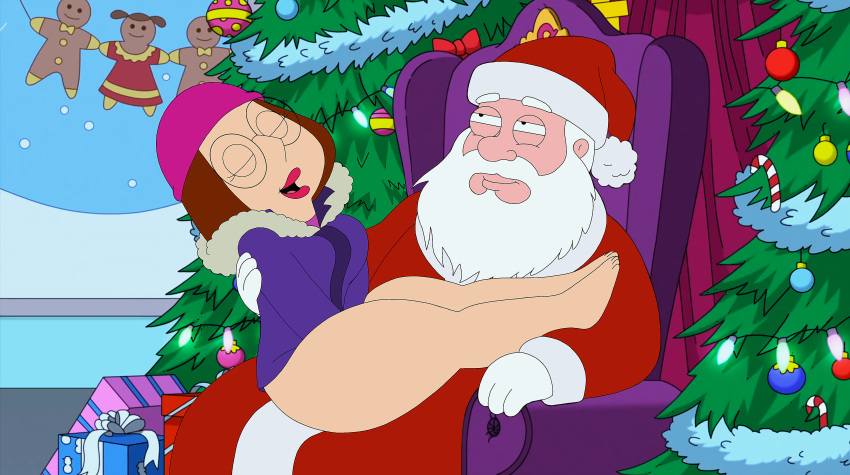 family_guy glasses hat meg_griffin no_panties orgasm_face santa_claus thick_thighs