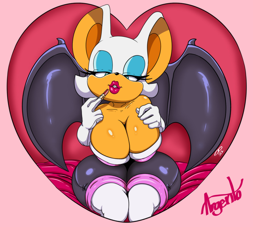 <3 1girl 2018 anthro argento bat blue_eyes breasts cleavage clothed clothing digitaldomain123 eyelashes eyeshadow female female_only furry hair huge_breasts large_breasts lipstick looking_at_viewer makeup mammal membranous_wings rouge_the_bat sega simple_background sonic_(series) white_hair wings