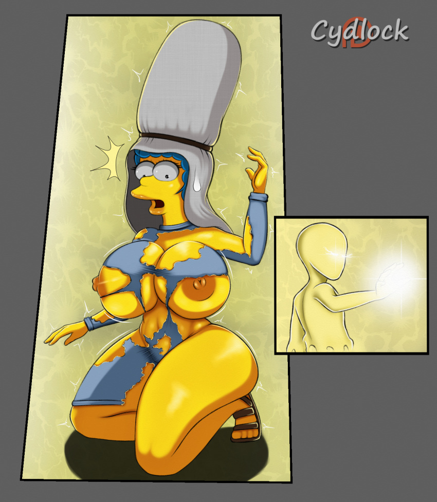 1boy 1girl breasts cydlock female male marge_simpson nipples the_simpsons