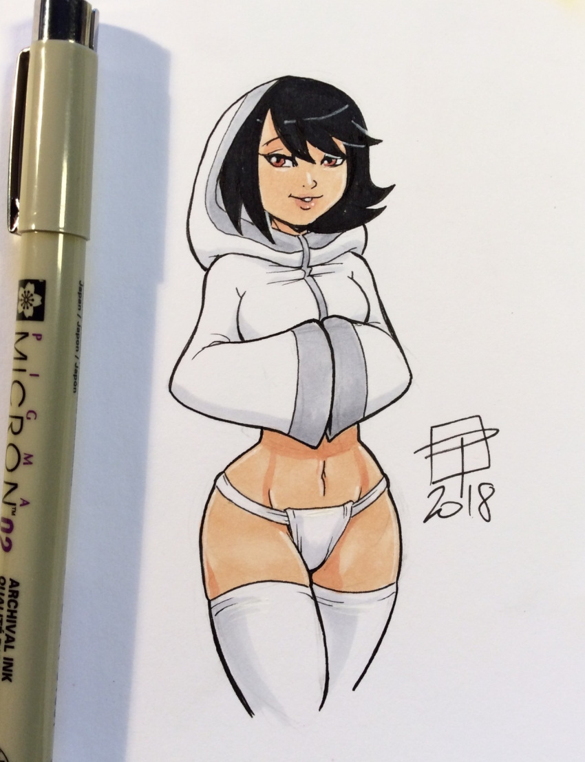 2018 ashi_(samurai_jack) callmepo daughters_of_aku hoodie looking_at_viewer pinupsushi samurai_jack stockings