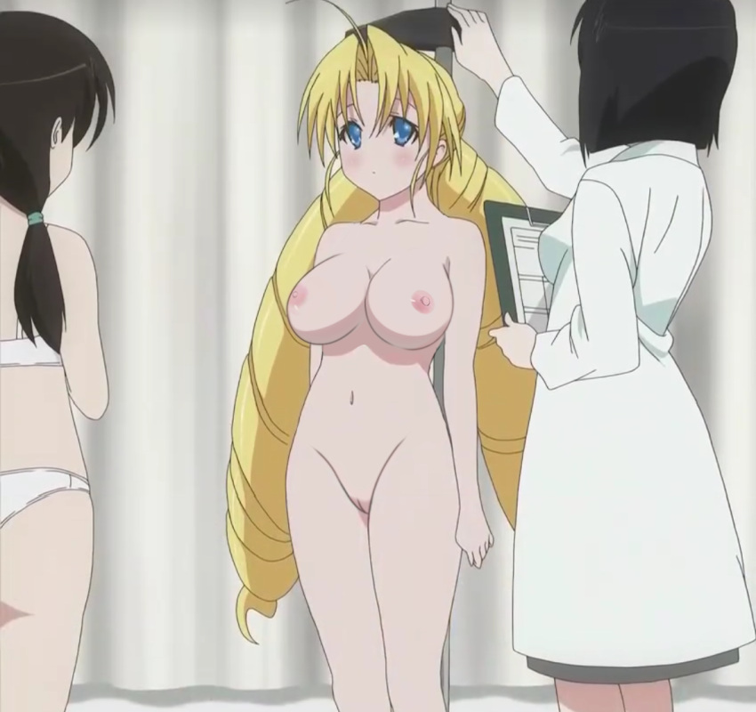 big_breasts blonde_hair blue_eyes drill_hair ladies_versus_butlers! long_hair nekom14 nipples nude_filter pussy screencap sernia_iori_flameheart twin_drills twinkle-sez