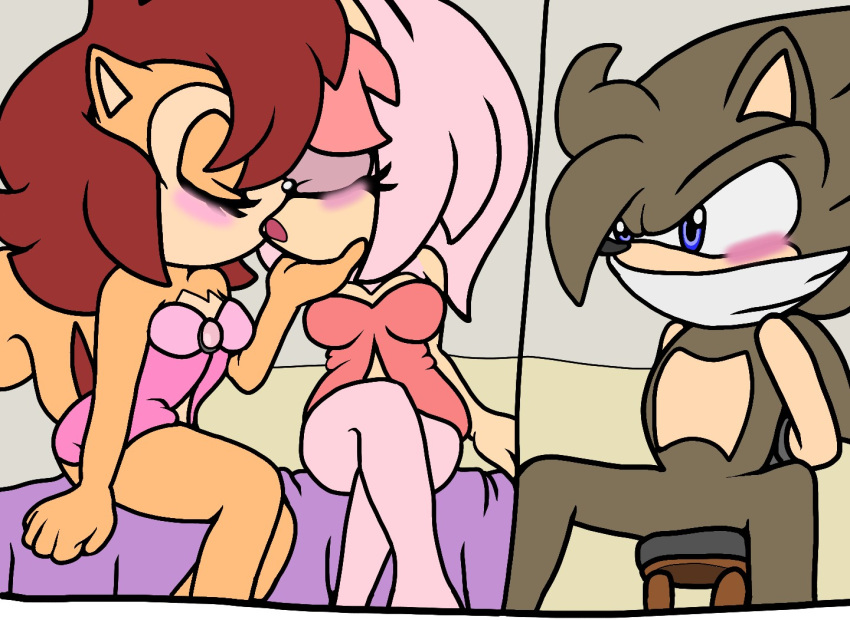 2_girls alicia_nui angry kissing luke_team luke_vei_the_hedgehog male mobian_diffrent_dimension pinky_roe sonic_oc tied_up yuri