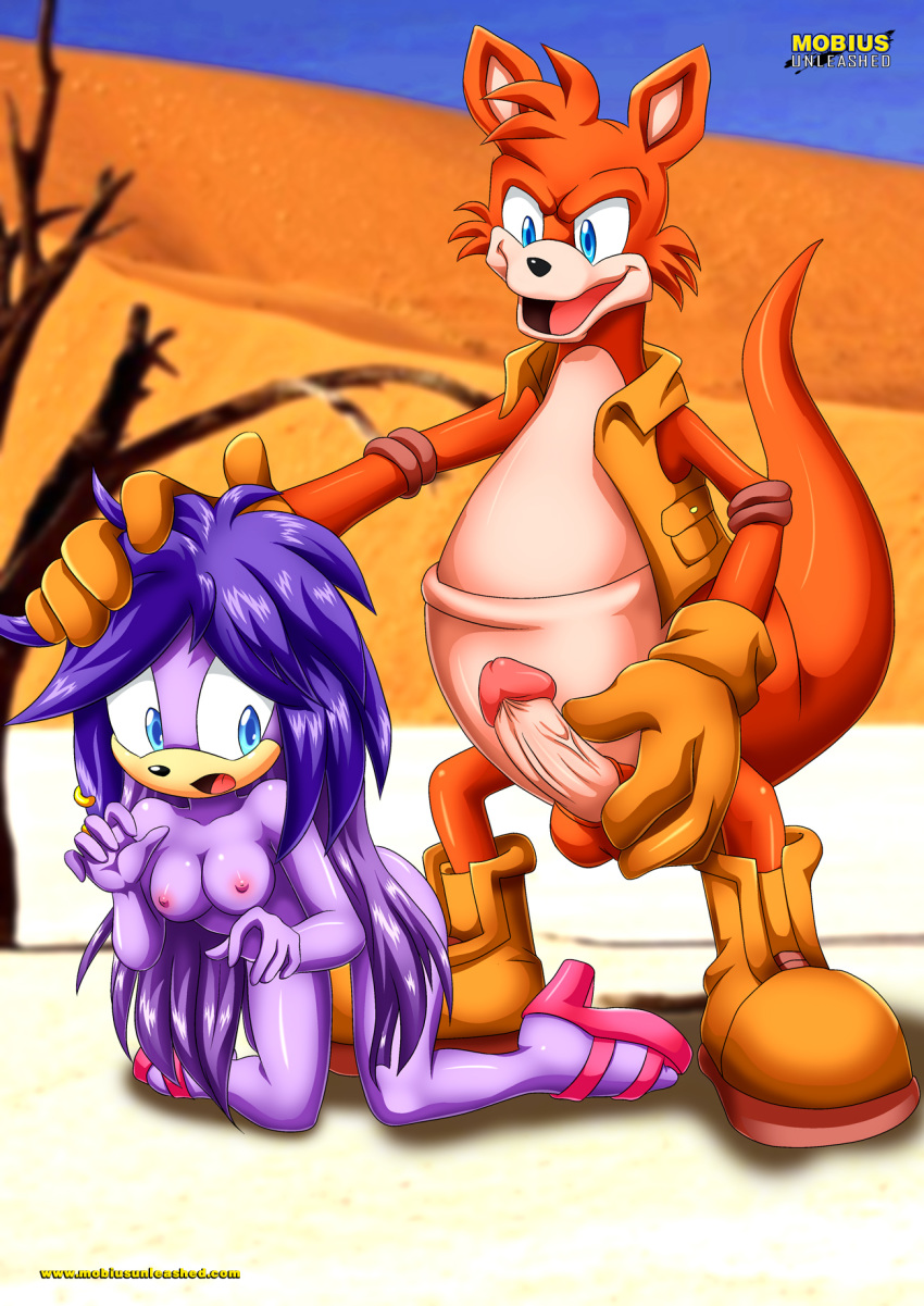 archie_comics bbmbbf forced full_body gala-na high_heels holding_head mobius_unleashed palcomix penis sega shy sonic_(series) sonic_the_hedgehog_(series) walt_wallaby