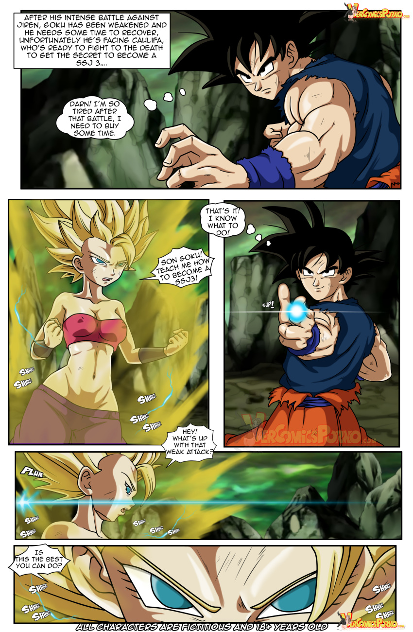 3girls caulifla comic dragon_ball dragon_ball_super dragon_ball_super_:_the_battle_of_kefia_vs_goku dragon_ball_z kale son_goku