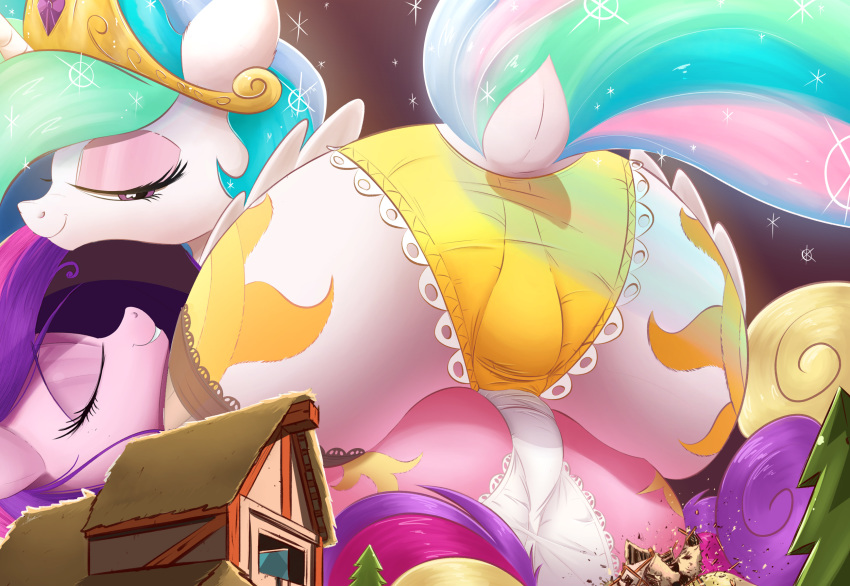 alicorn ass cutie_mark edit friendship_is_magic giantess horn my_little_pony ncmares panties pony princess_cadance princess_celestia princess_celestia_(mlp) raps stockings tail wings yuri