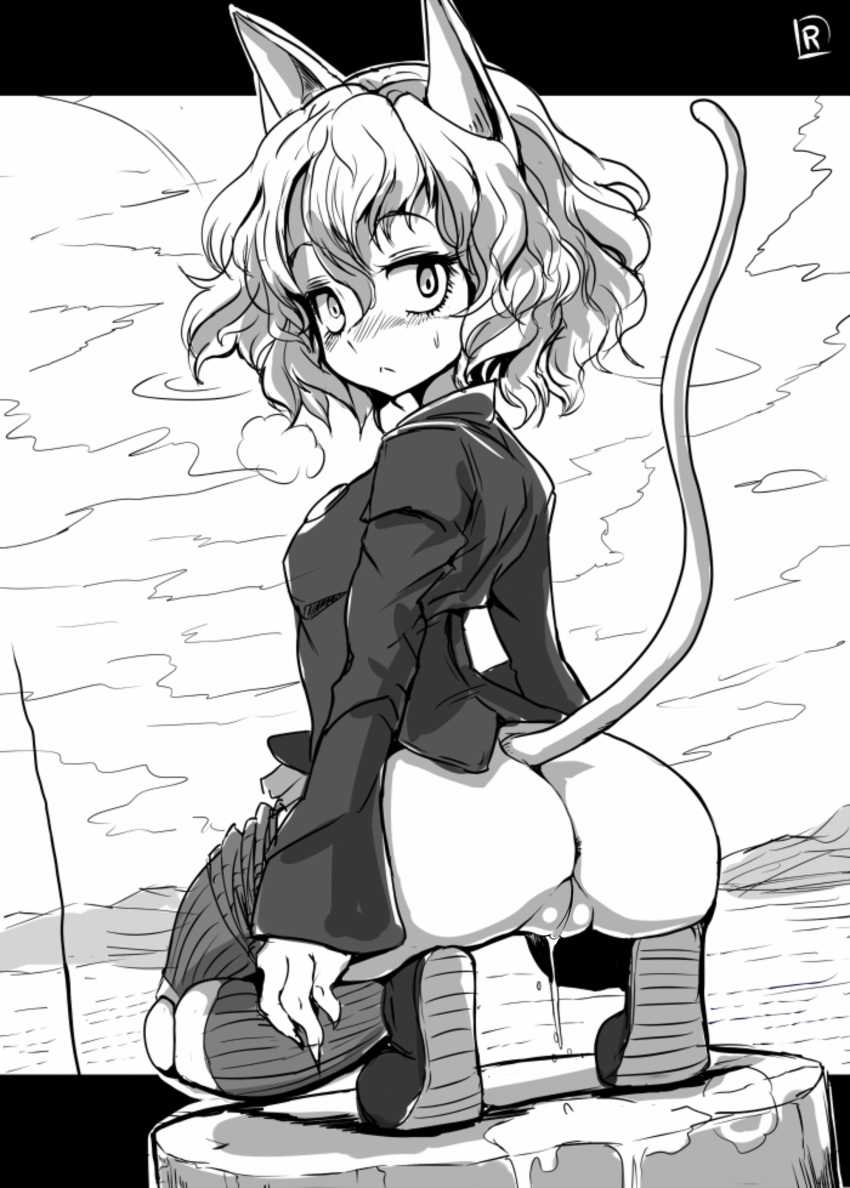 blush bottomless catgirl chimera_ant dripping hunter_x_hunter neferpitou ryuno wavy_hair wet_pussy