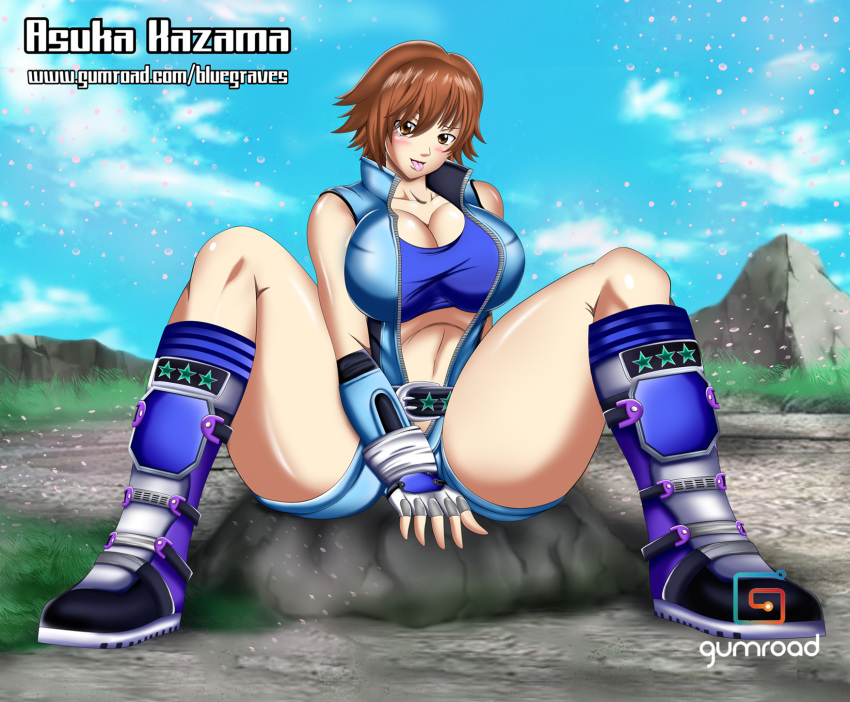 alluring asuka_kazama big_breasts bluegraves blush boots brown_eyes brown_hair censored cowgirl_position curvy female_abs fighter fingerless_gloves gumroad kazama_asuka legs_spread namco sitting squatting suggestive tekken tekken_5 tekken_5_dark_resurrection tekken_7 tekken_tag_tournament_2 thick thick_thighs thighs tongue_out wide_hips wrestling_outfit