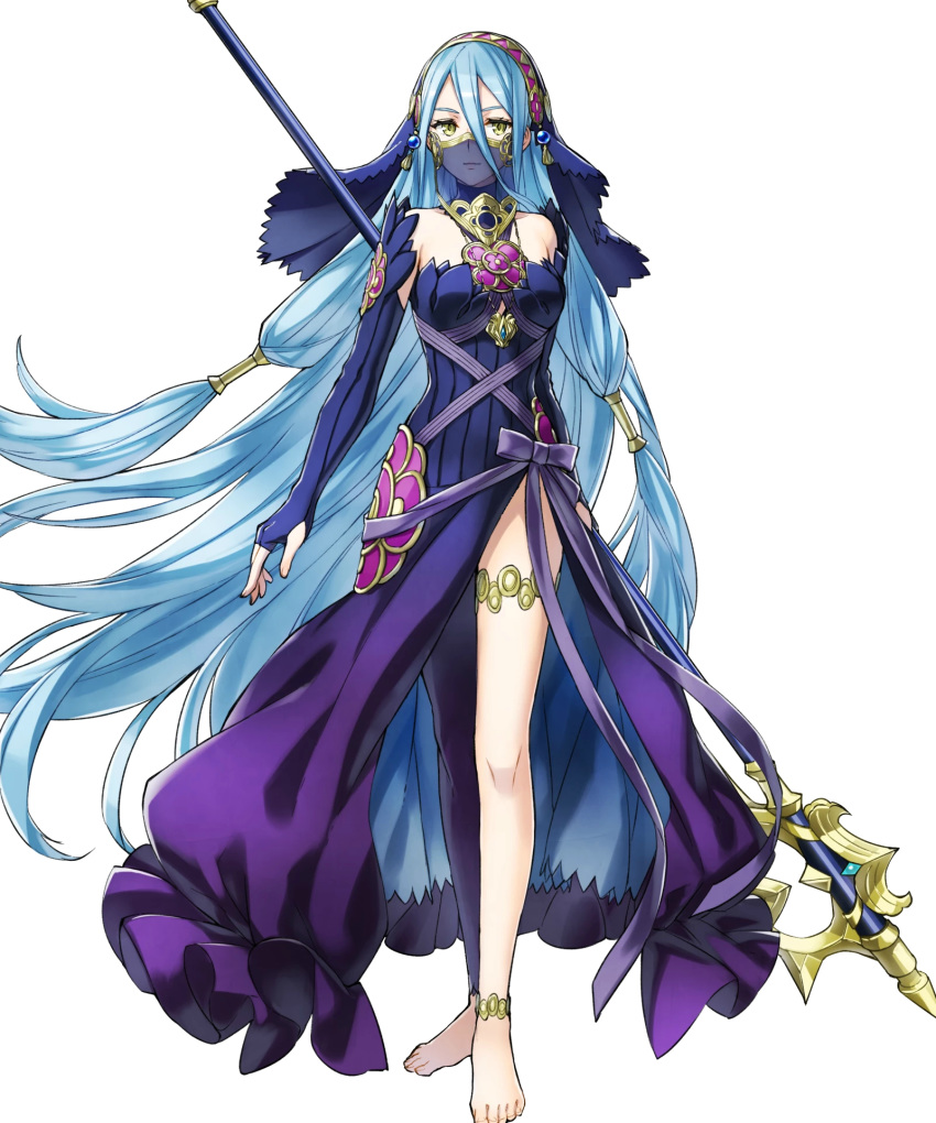 1girl 1girl azura_(fire_emblem) barefoot feet fire_emblem fire_emblem_heroes full_body high_res nintendo no_panties official_art photoshop toes