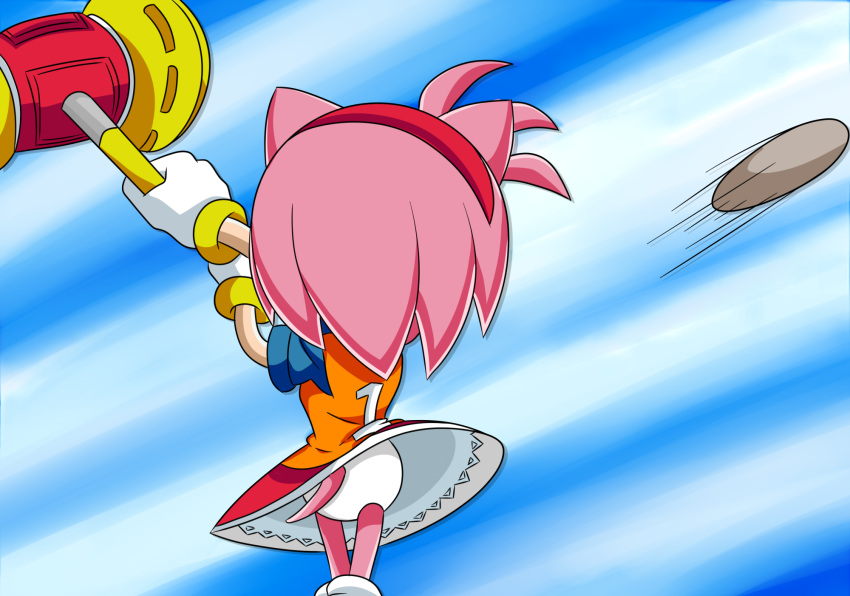 1girl amy_rose anthro female_only furry hammer hedgehog panties pantyshot piko_piko_hammer pink_body sega sonic_the_hedgehog_(series) underwear upskirt white_panties