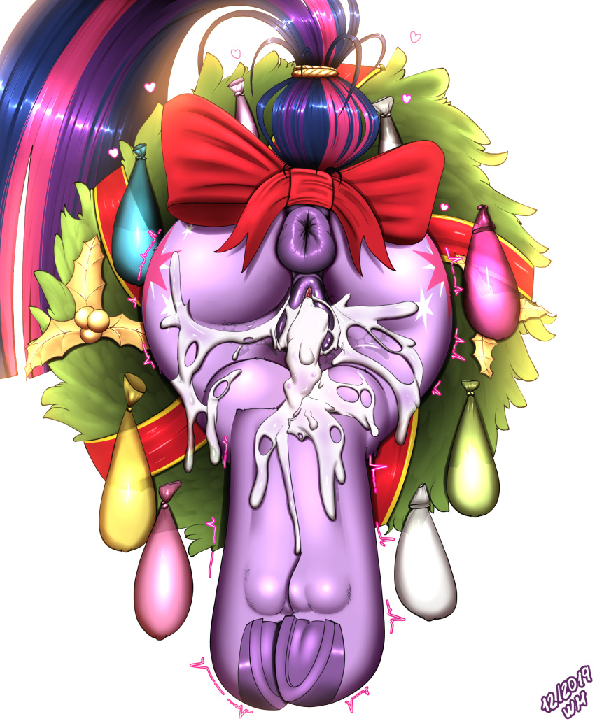 1girl after_sex after_vaginal anus ass christmas creampie cum cum_in_pussy cum_inside cum_on_legs cutie_mark female female_only friendship_is_magic my_little_pony nude pony pussy raised_tail solo tail tail_bow twilight_sparkle twilight_sparkle_(mlp) wolfmask