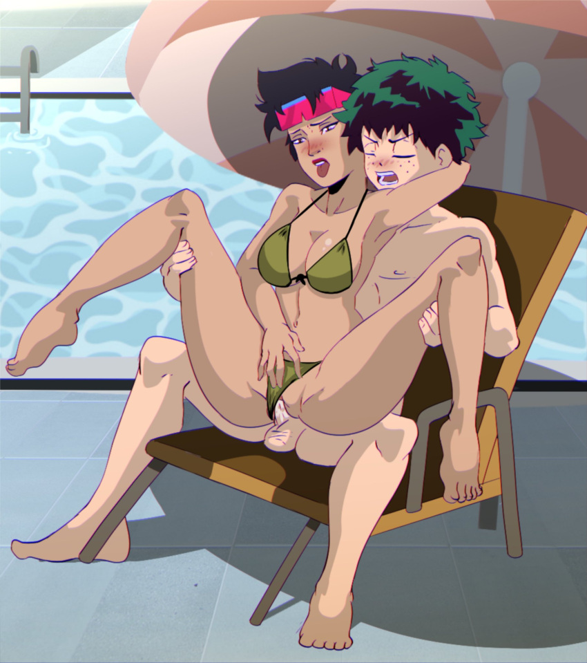 alternate_version_available arm_behind_head asian_female asian_male beach_umbrella big_breasts bikini bikini_bottom_aside boku_no_hero_academia breasts closed_eyes commission commissioner_upload crossover eastern_and_western_character fingering fingering_self izuku_midoriya jubilation_lee jubilee legs_held_open marvel midoriya_izuku my_hero_academia nude pool_chair poolside pussy reverse_cowgirl_position rioxhentai sex sunglasses sunglasses_on_head swimming_pool tongue tongue_out vaginal_penetration x-men