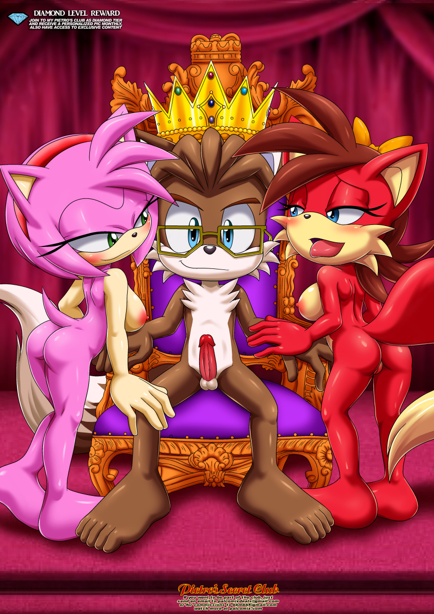 amy_rose archie_comics bbmbbf blush crown erect_penis feet fiona_fox full_body mobius_unleashed palcomix pietro's_secret_club sega sideboob sonic_(series) sonic_the_hedgehog_(series) throne tongue tongue_out william_(mobius_unleashed)