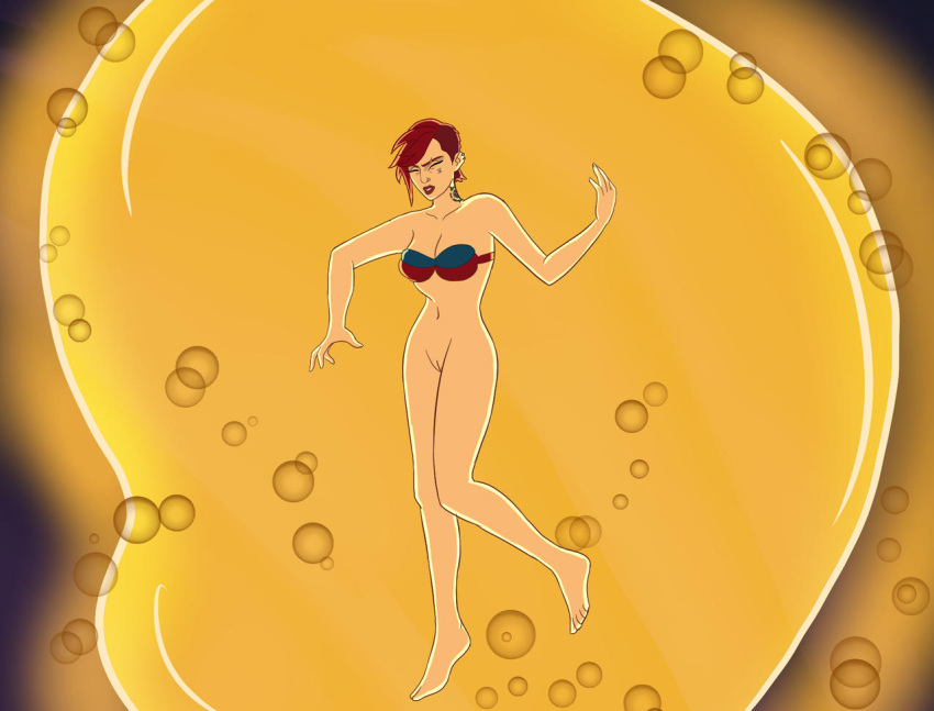 1girl arcane barefoot bottomless bra breasts cleavage disney feet female hockeyman975 league_of_legends navel netflix parody pussy riot_games solo tagme the_little_mermaid underwater vi_(league_of_legends)