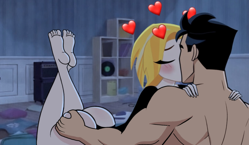 background big_ass boyfriend_and_girlfriend chris_kent couple dc_comics dc_super_hero_boys dc_super_hero_girls djpaint96 jon-al_fan kara_danvers kara_zor-el kissing lovers supergirl superprime_dc