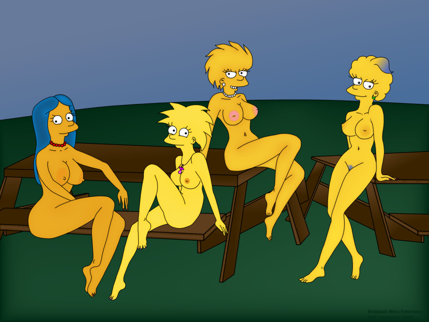 big_breasts edit family female_only inverted_nipples large_areolae lisa_simpson lisalover maggie_simpson marge_simpson miss_futurama_(artist) mother_&_daughter multiple_girls nude pointy_nipples the_simpsons zia_simpson-van_houten