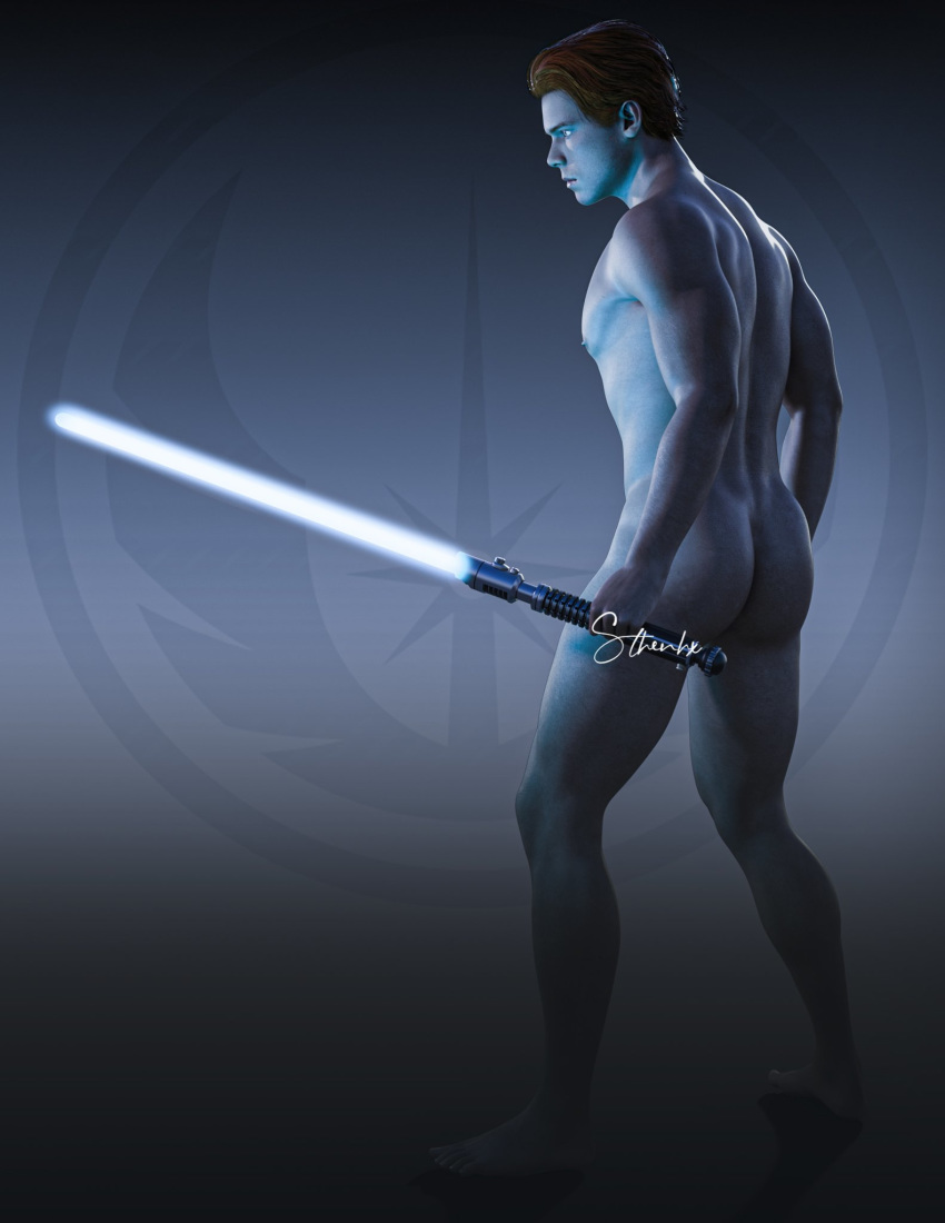 3d 3d_(artwork) abs ass back_muscles big_ass cal_kestis cameron_monaghan legs male male_only muscle muscular nipples pectorals solo star_wars star_wars_jedi:_fallen_order stenhx yaoi