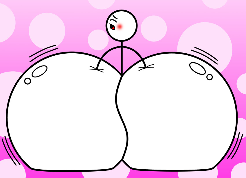 1girl albinum50 ambiguous_gender ass big_ass blush hand_on_ass hyper hyper_ass hyper_butt looking_back looking_pleasured moaning pink_background shiny_ass stick_figure sticky_(albinum50)