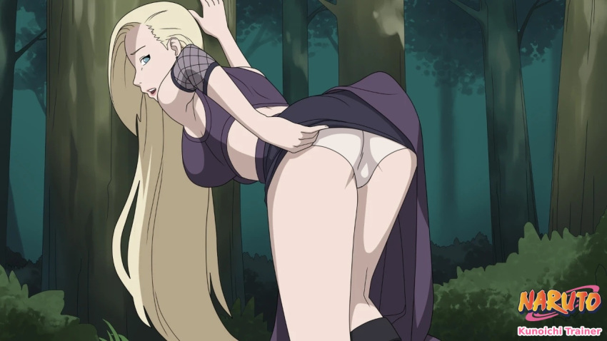 1girl 1girl ass ass_focus blonde_hair boruto:_naruto_next_generations imminent_anal imminent_fellatio imminent_sex imminent_vaginal ino_yamanaka long_hair naruto naruto_(series) nature panties pervert pervert_female sex_invitation sexually_suggestive white_panties